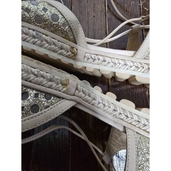 Stuart Weitzman Gold Lace Up Gladiator Espadrille Sandal - Picture 8 of 16